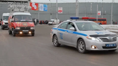 Olympic flame in Siberia, in honor of the 2014 Olympics 動画素材 33274005