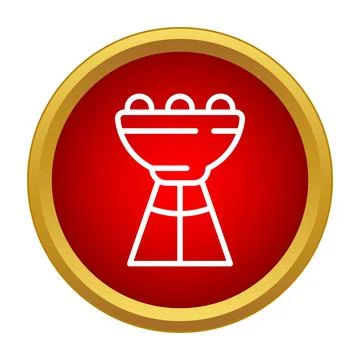 Olympic flame torch cup icon on red background Stock Illustration