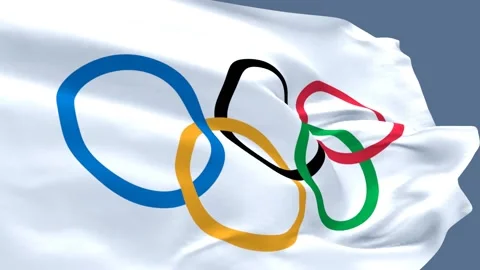 Olympic-Games Flag Flutters In Wind Stock Footage 157921623