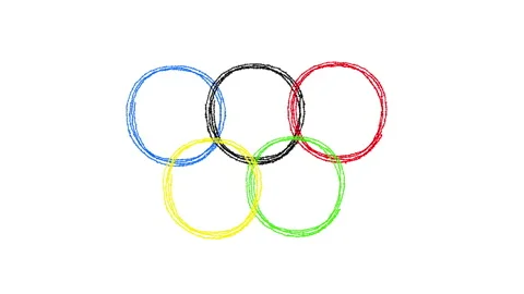 Olympic Games rings. Animation. Luma matte. Stock Footage