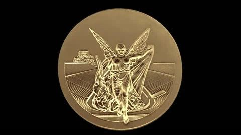 Olympic Gold Medal rotates with alpha matte (channel) Stock Footage
