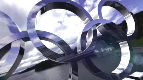 Olympic Logo (Chrome Metal) Video stock 158287067