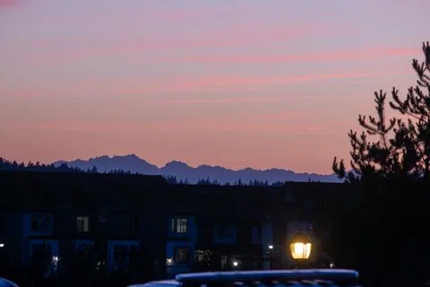 The Olympic Mountains at sunset Foto stock