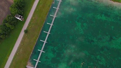 Olympic Regatta Centre, Munich, Germany. Aerial drone view of rowing and canoe Stock Footage 316641962