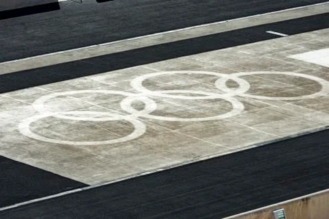 Olympic Rings in the ground Stock Photos