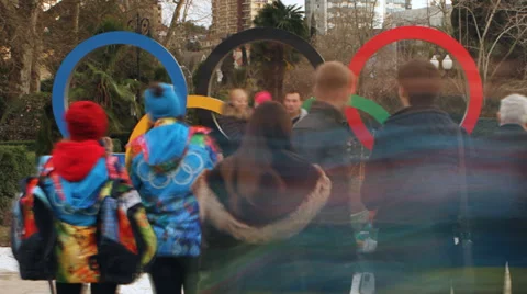 Olympic rings SOCHI 2014 2K time-lapse Vídeo Stock 35020826