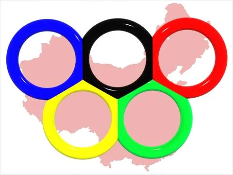 Olympic rings&amp;map of China. Stock Illustration