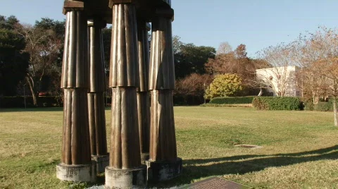 Olympic rowing monument Savannah River Stock Footage 697048