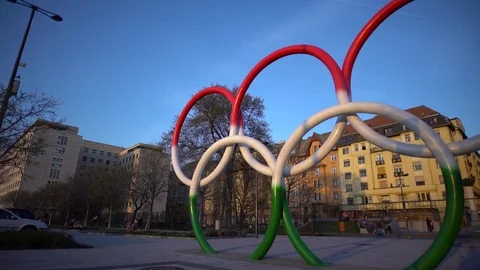 Olympic sign in hungary Stock Footage