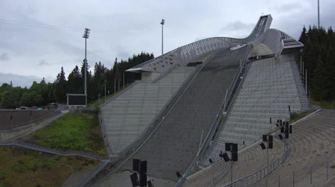 Olympic Ski Jump Hyperlapse 4K Stock Footage 63098922