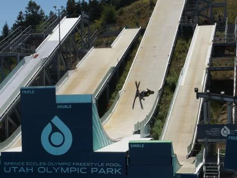 Olympic Ski Jump Training Stock Photos