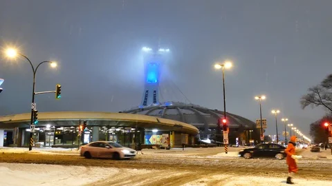 Olympic stadium during winter Stock Footage 125555436