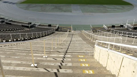 Olympic Stadium on a sunny, spring day, Barcelona, Spain. Video stock 127330252