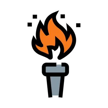 Olympic style torch holding a burning flame icon Stock Illustration
