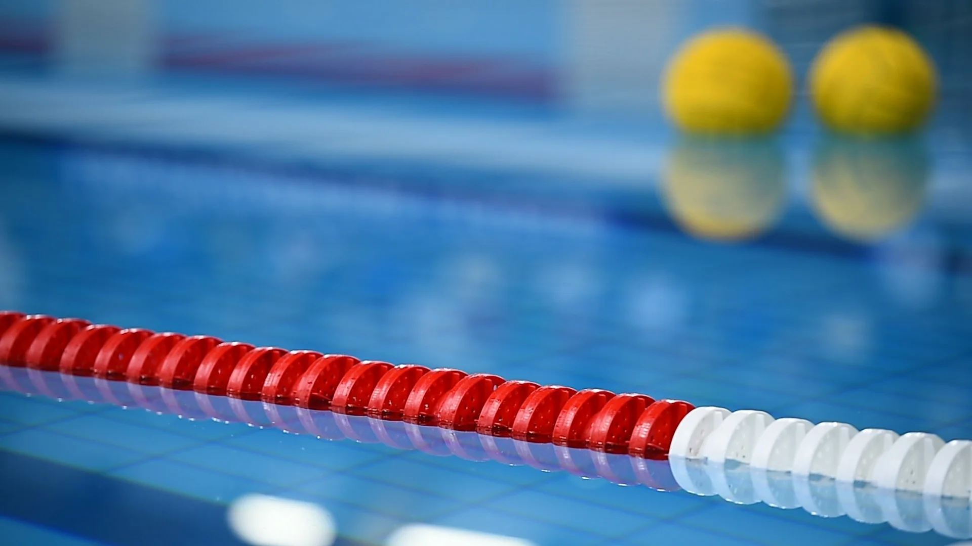 Olympic swimming pool lane dividers duri, Stock Video
