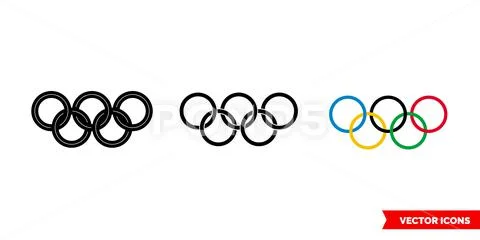 Olympic symbol icon of 3 types color, black and white, outline ...