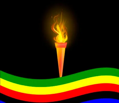 Olympic Torch and flag 스톡 일러스트