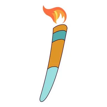 Olympic torch with fire flat icon Stock Illustration