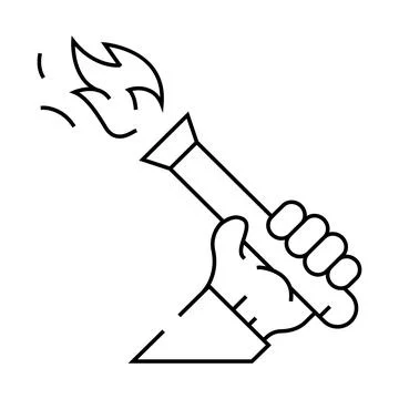 Olympic torch line icon vector illustration black Stock Illustration