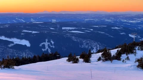 Olympic torch man on top of Øyer mountain Lillehammer Hafjell Alpine resort Stock Footage 312230358