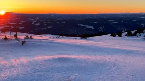 Olympic torch man on top of Øyer mountain Lillehammer Hafjell Alpine resort Stock Footage 312230743