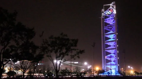 Olympic tower at night in Beijing Stock-Footage 5088238