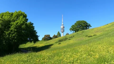Olympic Tower in Olympiapark in Munich, Germany Stock Footage 165523654