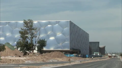 Olympic Water Cube under construction, China Stock Footage 56592635