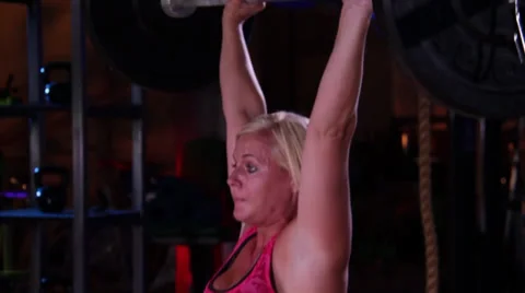 Olympic Weight Lifting Overhead Stock Footage 32422476