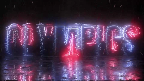 Olympics Electric Text 4K Animated Motion Graphics Background, Sign, Intro Stock Footage 262356681