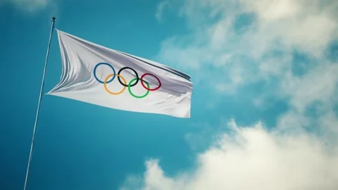 Olympics Games flags waving in the wind. International sporting event. Seamless Stock Footage 280210971