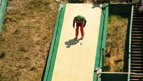 Olympics Training Ski Jump Arials Summer Pool 25 Stock Footage
