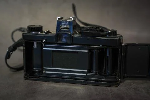 Olympus OM2 on grey background 写真素材
