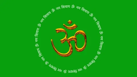 Om Namah Shivay text with OM symbol spin effect on green screen Video stock 341680674