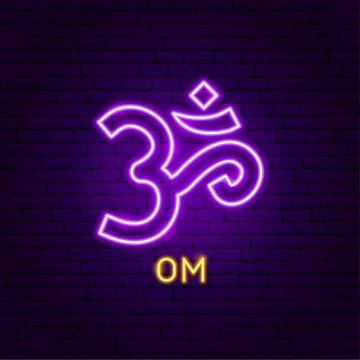 Om Neon Label Stock Illustration