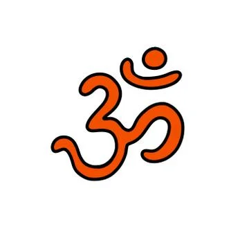 Om sign doodle icon, vector color illustration Stock Illustration