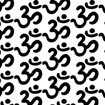 Om sign seamless doodle pattern, vector color illustration Stock Illustration