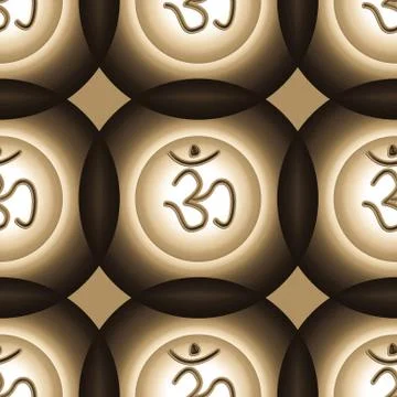 Om symbol in a circle seamless pattern Иллюстрация