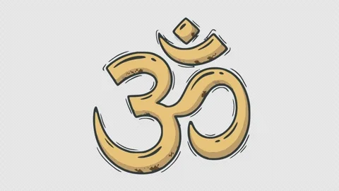 Om symbol whiteboard animation with boiling effect loop Stock Footage 339473199