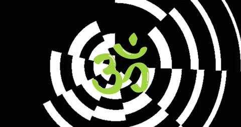 Om Symbol within black and white monochrome animation background. Stock Footage 155637342