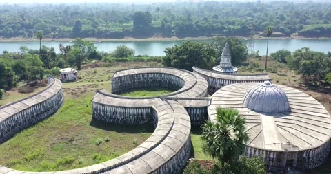 Om Temple – High to Low Cinematic Drone Footage Stock Footage 154864530