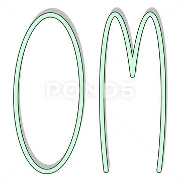 Om. Yoga Meditation, buddhism, hinduism mint green Esoteric spiritual Stock Illustration