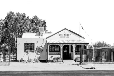 Oma Miemie's Cafe and Bakery in Kenhardt. Monochrome Stock Photos