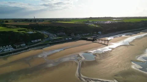 Omaha Beach with a pier Video stock 263228792