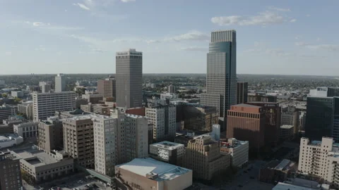 Omaha Nebraska downtown Aerial Stock Footage