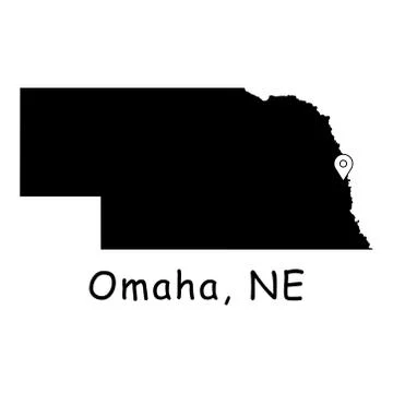 Omaha on Nebraska State Map with Location Pin on Omaha City Stock Illustration