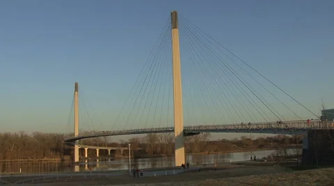 Omaha View of footbridge Stock Footage 986289