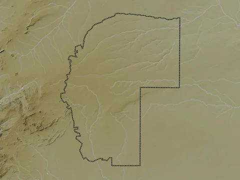 Omaheke, Namibia. Elevation map colored in wiki style with lakes and rivers Stock Illustration