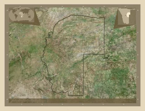 Omaheke, Namibia. High resolution satellite map Illustrazione stock