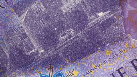 Oman 1 rial 2015 banknote rotating, Omani money close up Video stock 99162317